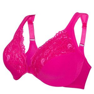 Set of 3! 42H Glamorise ELEGANCE Bra (UNDERWIRED) Lace STRETCH-STRAPS Pink NEW